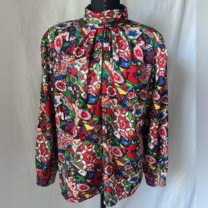 Vintage Impressions of California Long Sleeve Cowl Neck Retro Blouse